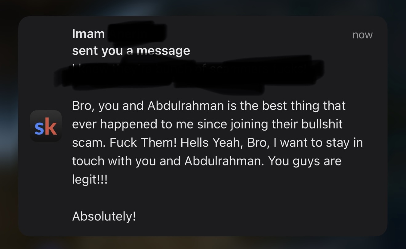 Student message: you guys are the best thing that ever happened to me. You guys are legit
